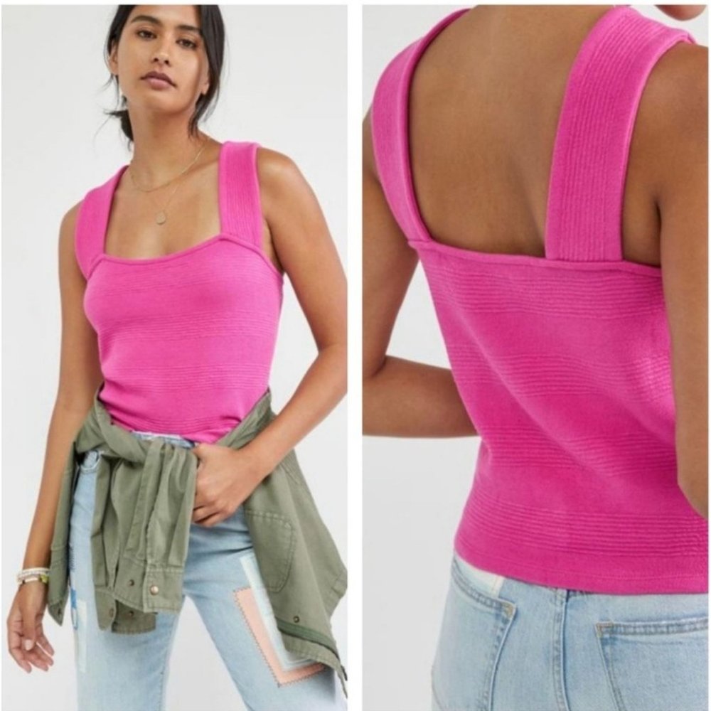 Anthropologie Daily Practice Textured Square-Neck Tank